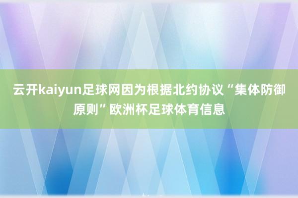 云开kaiyun足球网因为根据北约协议“集体防御原则”欧洲杯足球体育信息