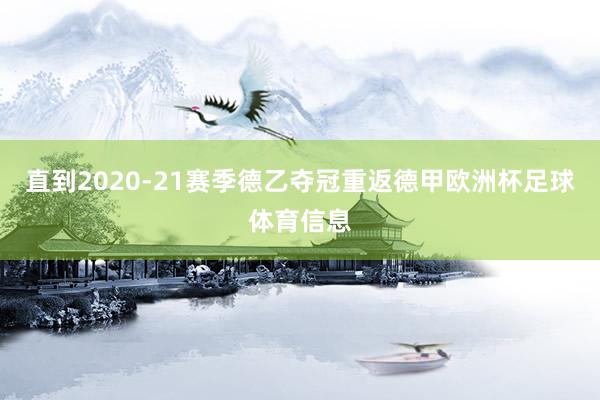 直到2020-21赛季德乙夺冠重返德甲欧洲杯足球体育信息